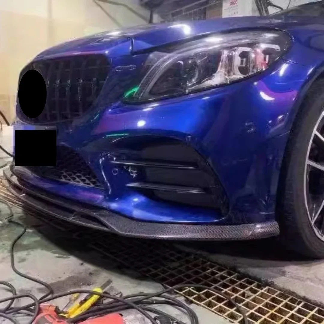 Labio delantero de fibra de carbono para mercedes-benz Clase C C260 C300 W205 2019-2021, pala frontal envolvente pequeña modificada, accesorios para coche - imagen 4