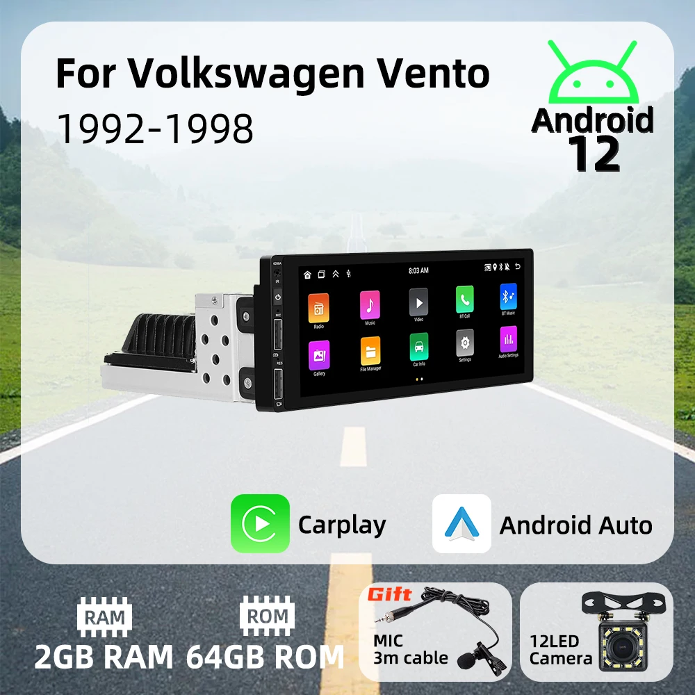 Radio Android 1 DIN GPS CarPlay y Android Auto – VW Vento 1992-1998