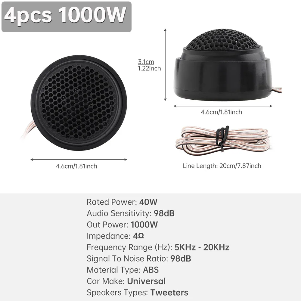 Tweeter domo 500W alta frecuencia para coche negro - imagen 3