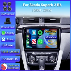 Radio multimedia Android 15 con CarPlay para Skoda Superb II B6