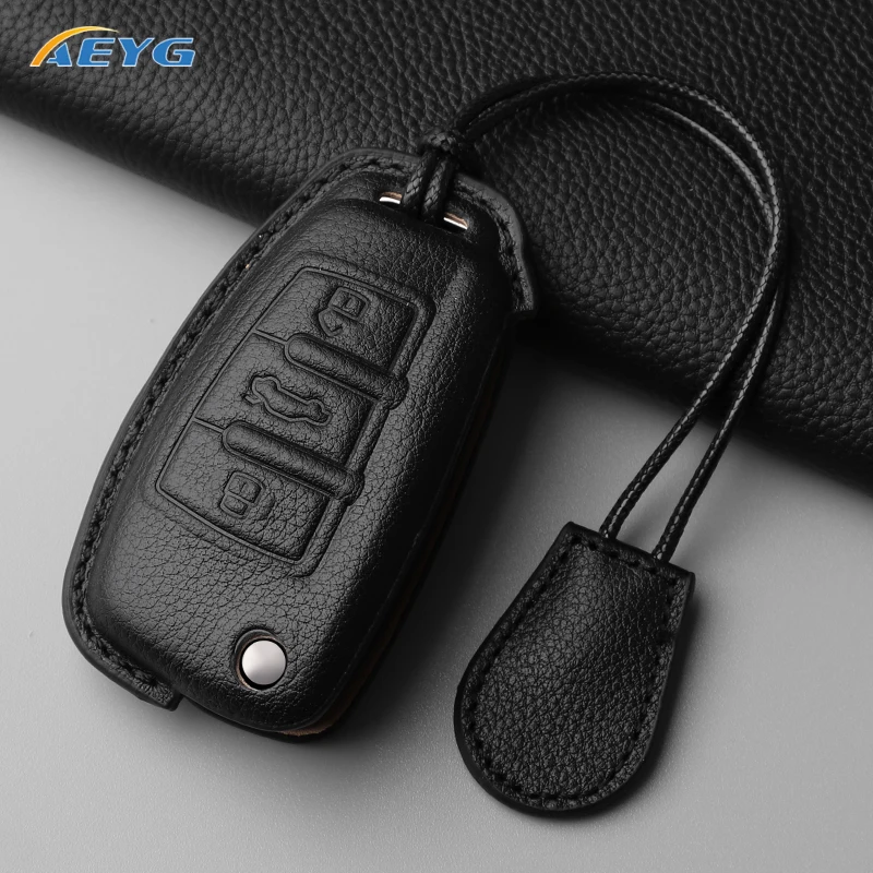 Funda carcasa de cuero para llave Audi A3 A4 A6 Q3 Q5 TT con mando - imagen 4