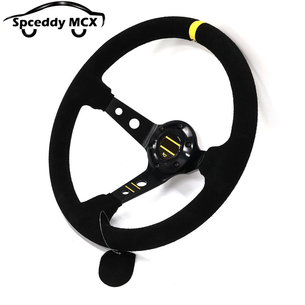 Volante deportivo universal OM de gamuza con plato profundo - imagen 3