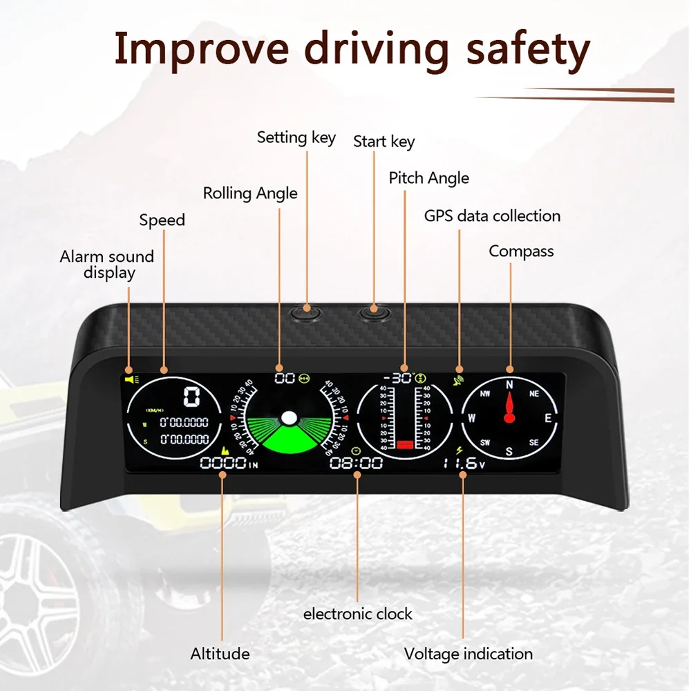 Inclinómetro digital 4 en 1 con GPS y brújula para coche todoterreno - imagen 3