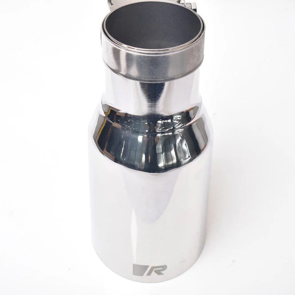 304 SUS Universal de acero inoxidable brida brillante R tubo de escape silenciador punta corte con ángulo accesorio de modificación de coche - imagen 5