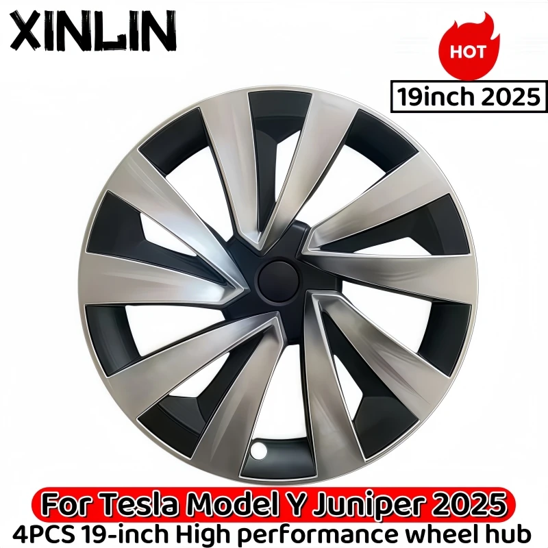 XINLIN 4 Uds 19 pulgadas para Tesla Model Y Juniper 2025 cubierta de rueda rendimiento reemplazo tapacubos de rueda accesorios de cubierta de llanta completa