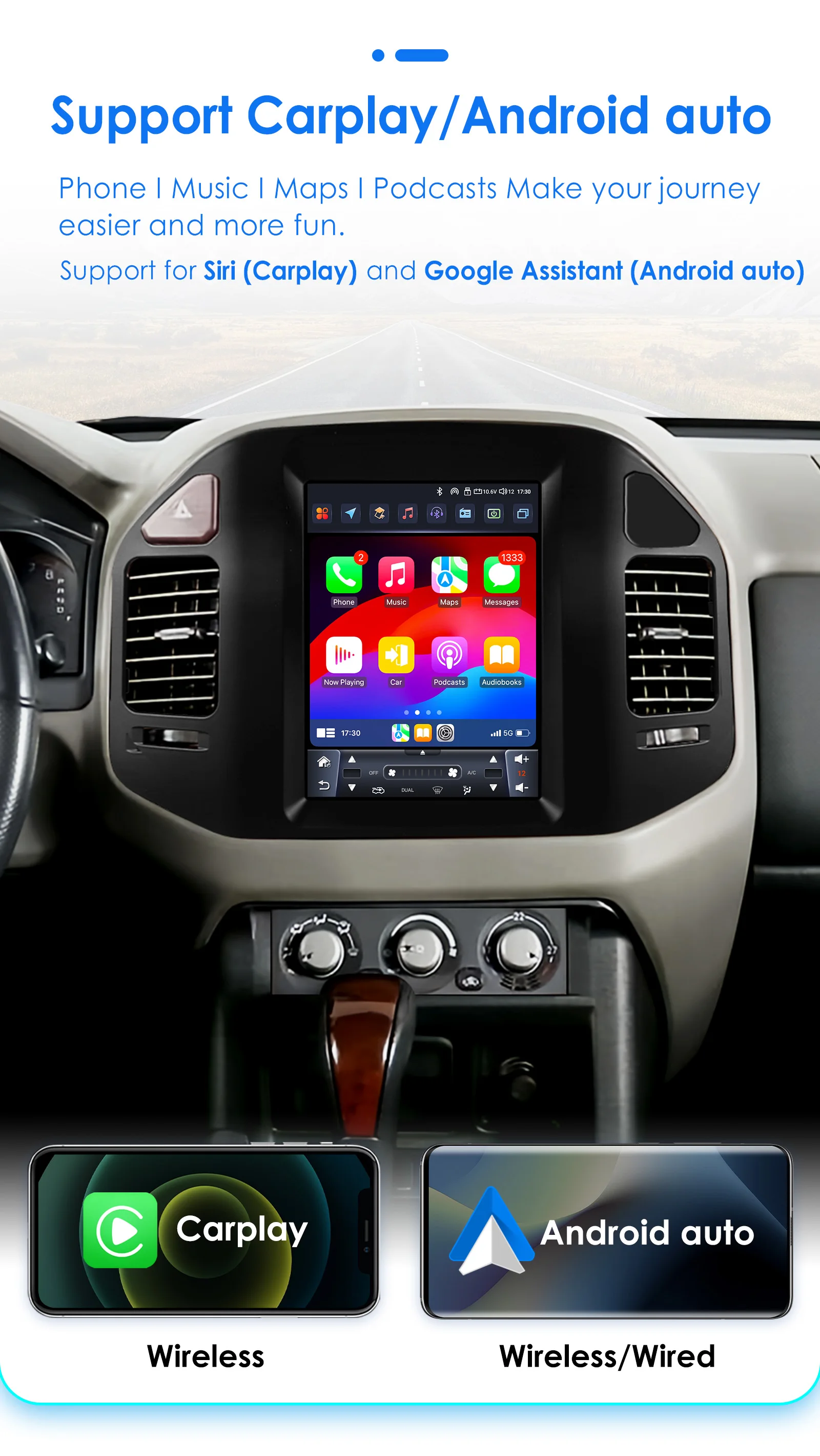Hizpo Radio 2DIN con GPS y CarPlay para Mitsubishi Pajero V60/V73 - imagen 3