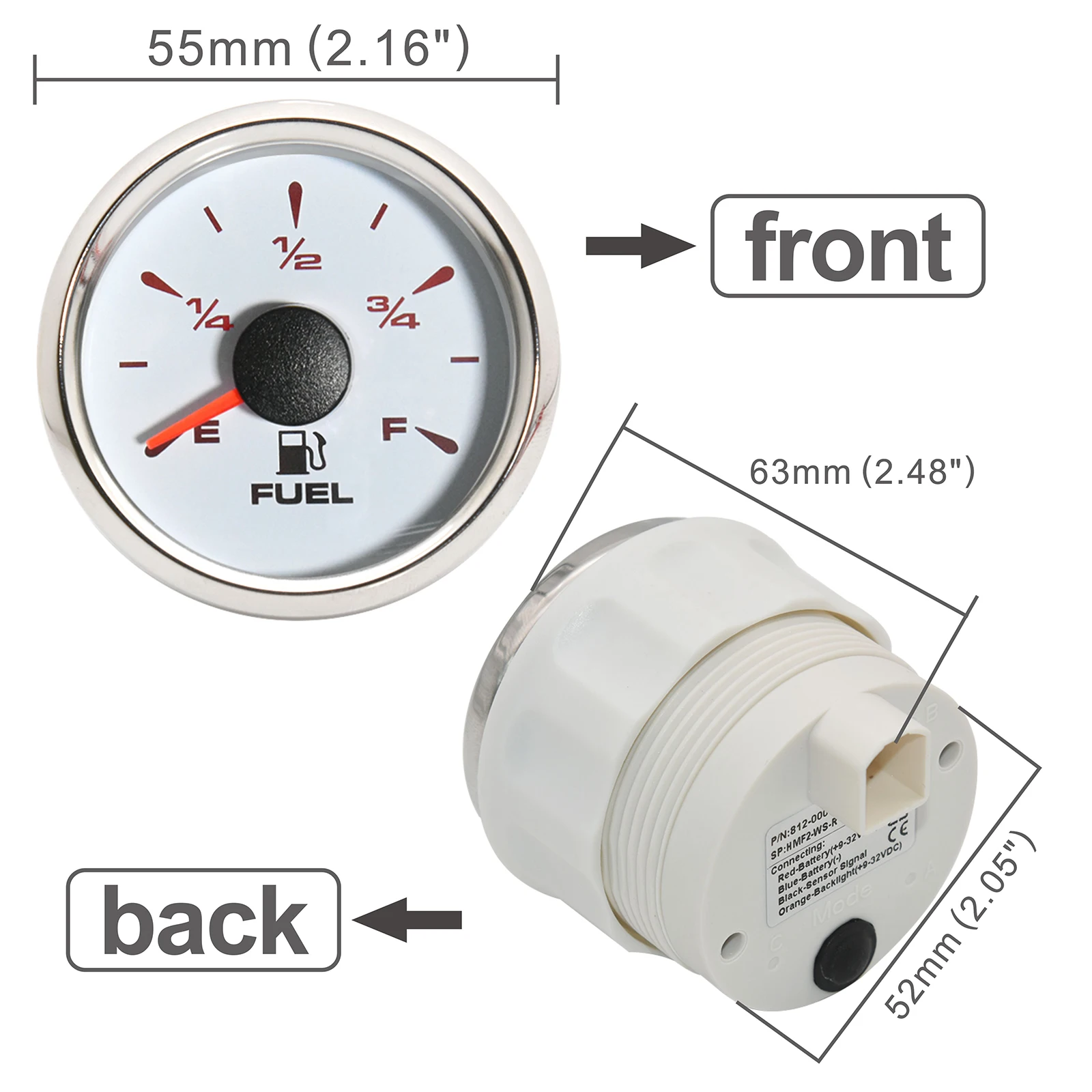 Medidor de nivel de combustible 0-190 ohm con sensor 100-1000 mm - imagen 3