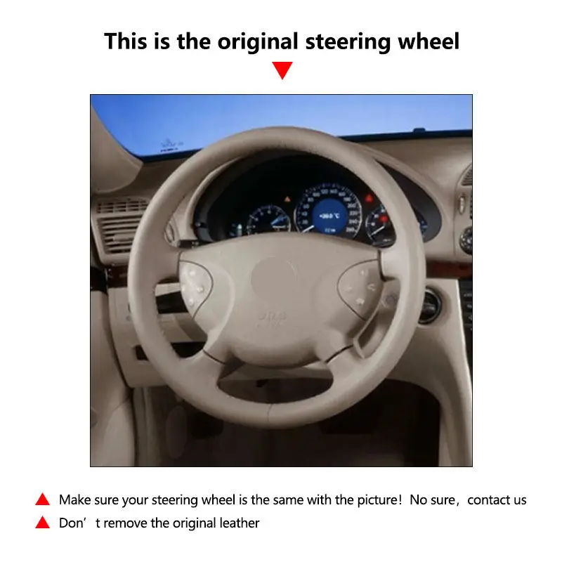 Funda de volante con tira azul para Mercedes Benz