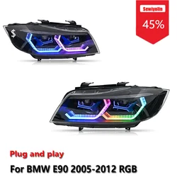 Faros delanteros LED RGB con DRL, antiniebla e intermitentes para BMW E90