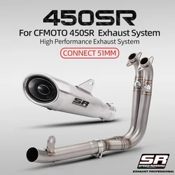 Tubo de escape frontal inoxidable para CFMOTO 450SR/450SS/450NK