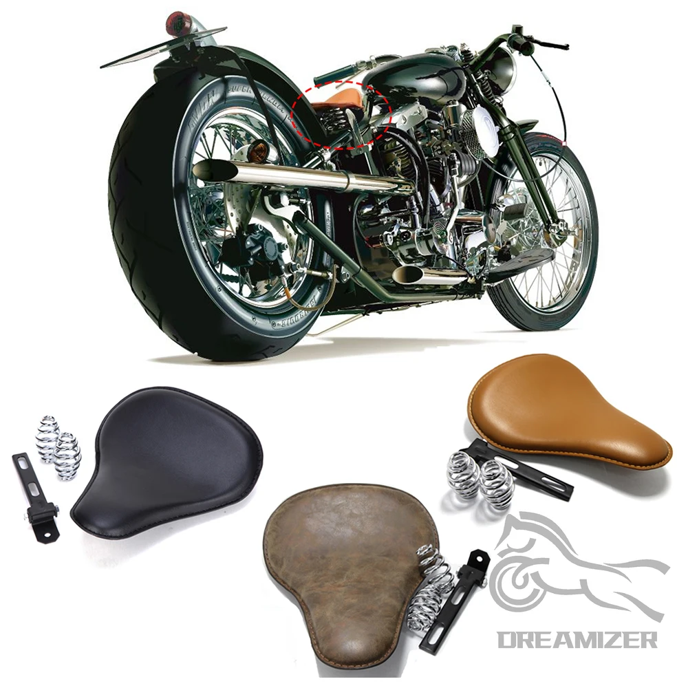 Asiento individual de cuero envejecido para Sportster y Softail - imagen 3