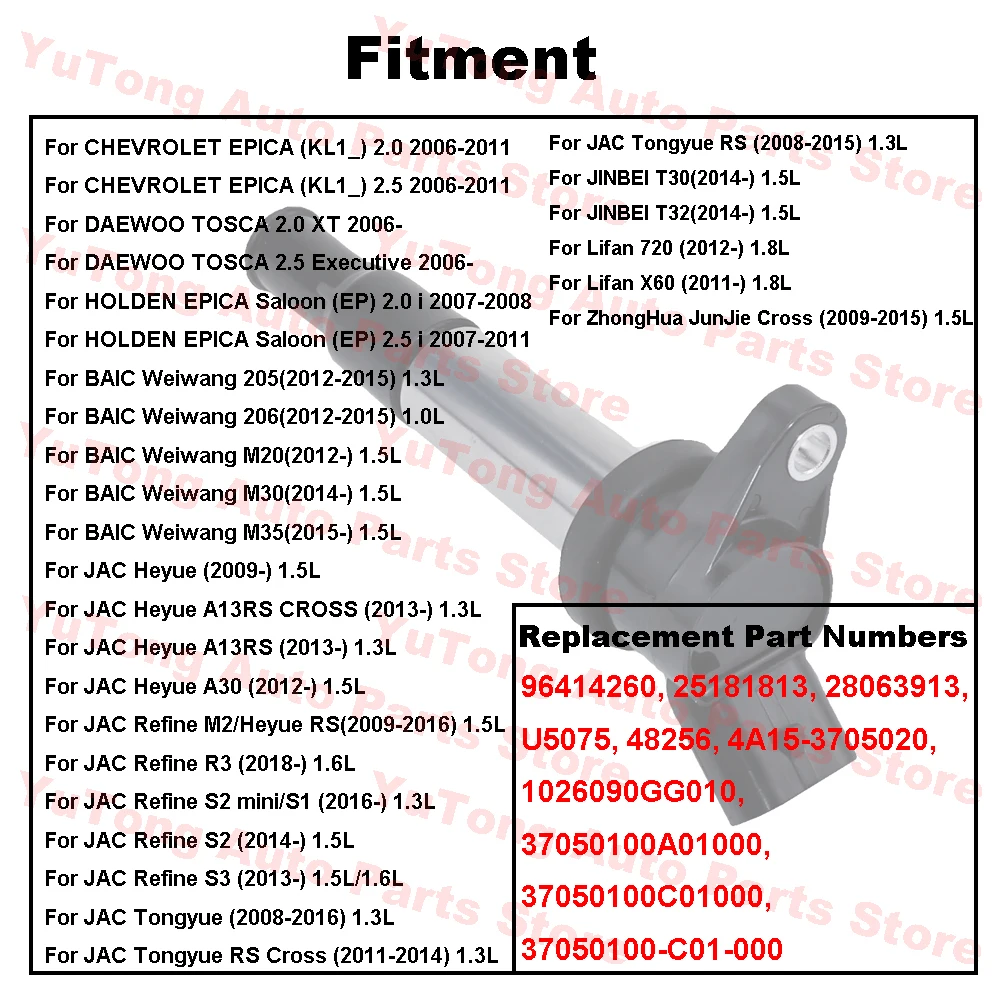 6 uds/4 Uds para Chevrolet Epica 2.0L 2.5L 2006-2011 Daewoo Tosca Jinbei T30 T32 Baic M30 M35 bobinas de encendido 25181813 28063913 4A15 - imagen 2