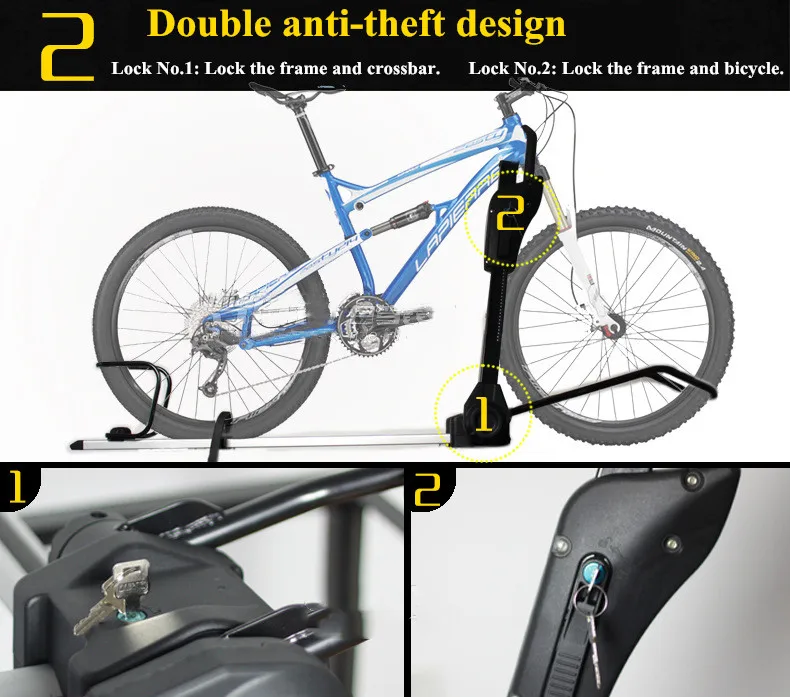Portabicicletas universal para coche con soporte de aluminio y doble cierre - imagen 3