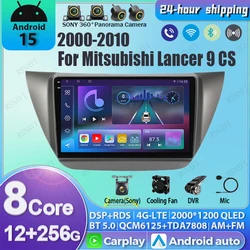 Android 15 Carplay Auto Radio para Mitsubishi Lancer 9 CS 2000 2001 2002 - 2010 Autoradio estéreo Qualcomm reproductor Multimedia