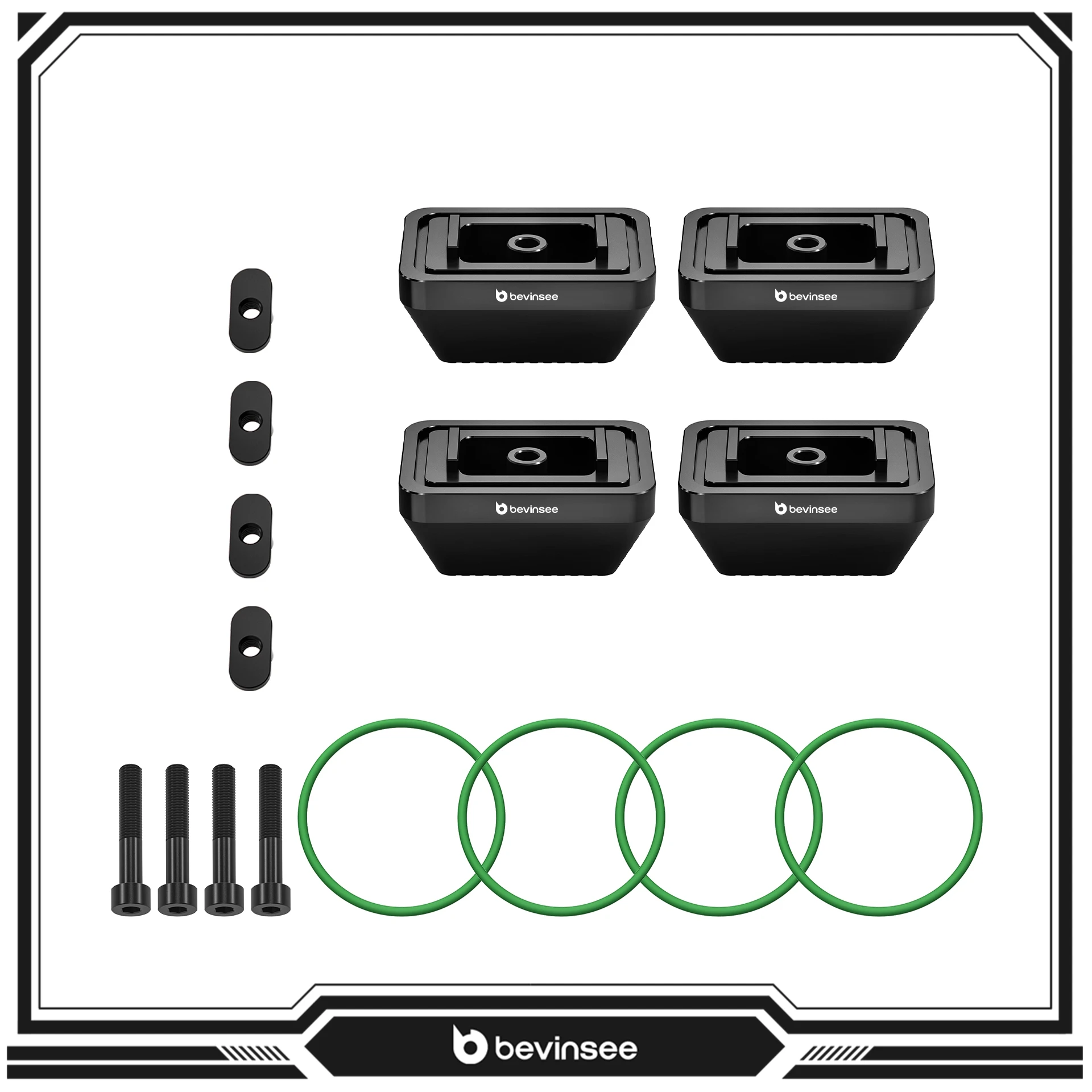 Kit adaptadores elevación BEVINSEE para BMW E90 E91 E92 E93 F10 F20 F30