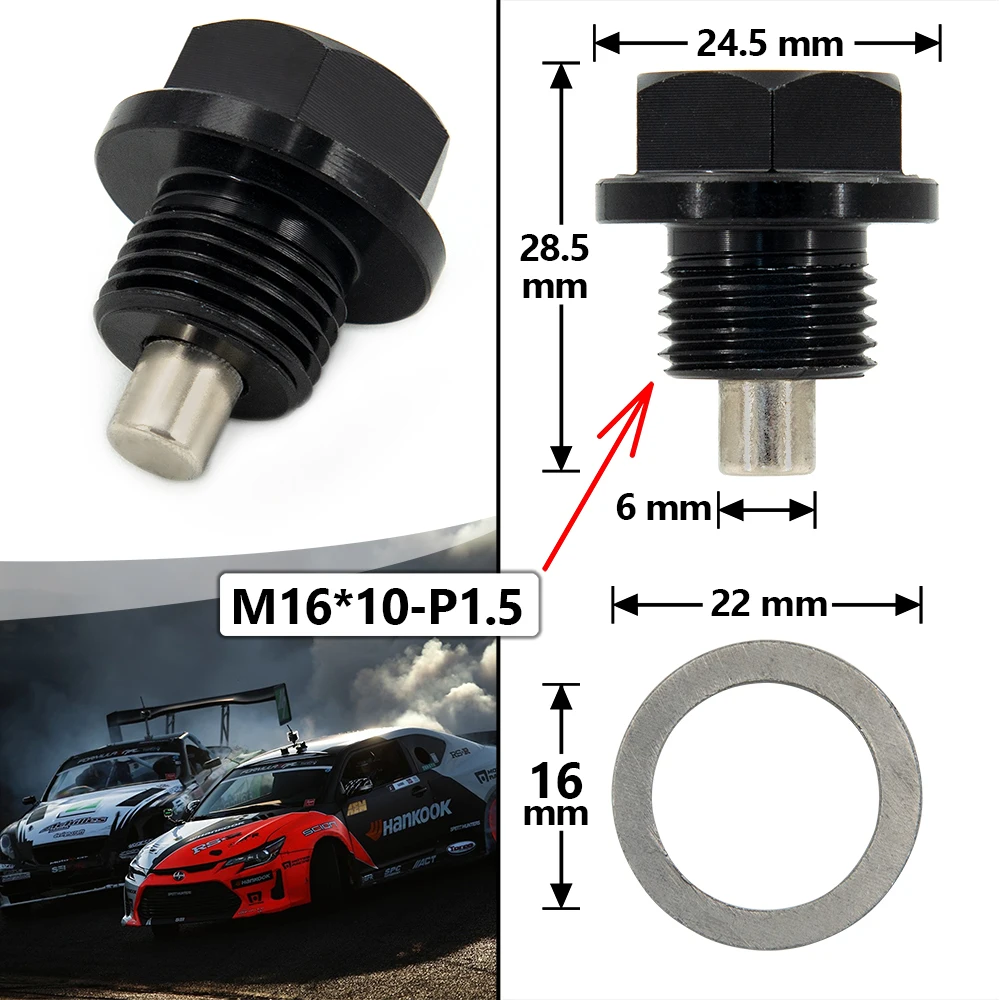 Universal M8 * 1,25 M10 * 1,5 M12 * 1,5 M14 * 1,5 M16 * 1,5 M18 * 1,5 tapón de drenaje de aceite magnético y tuerca de sumidero de drenaje de aceite (muchos tamaños disponibles) - imagen 4