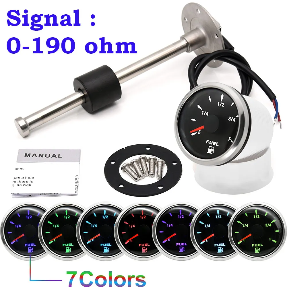 Medidor Combustible 52mm Sensor Tanque 7 Colores Coche Barco
