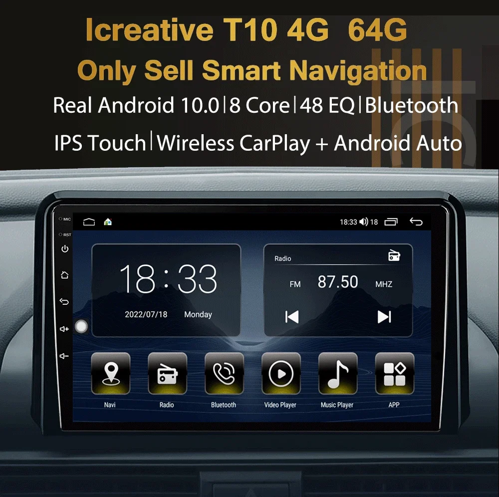 Pantalla y funciones multimedia de la radio para coche