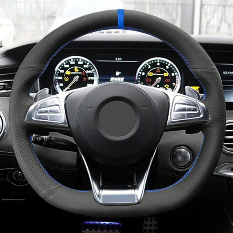 Funda volante microfibra cosida a mano para Mercedes AMG A45 C43 C63