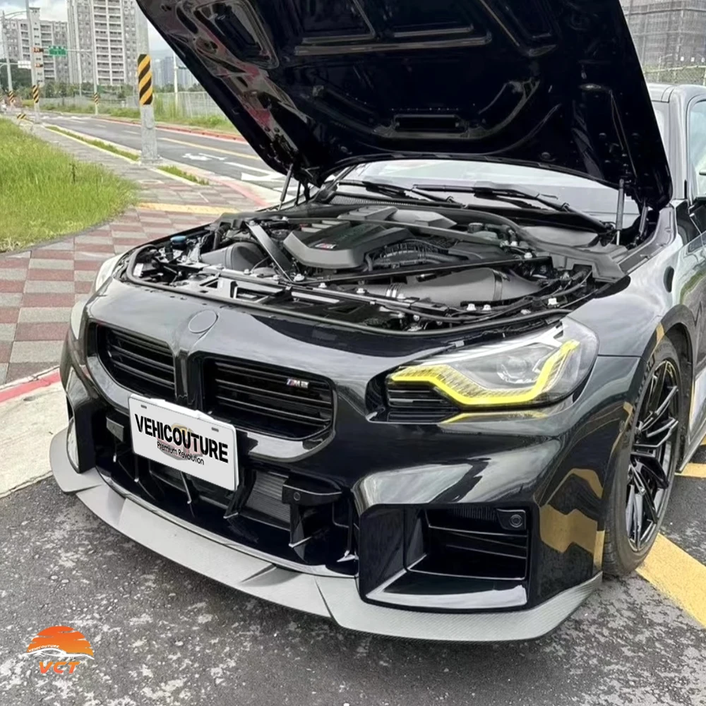 Difusor de labio delantero estilo R44 de fibra de carbono Real de alta calidad, pieza de automóvil para labio delantero de fibra de carbono G87 M2 - imagen 2