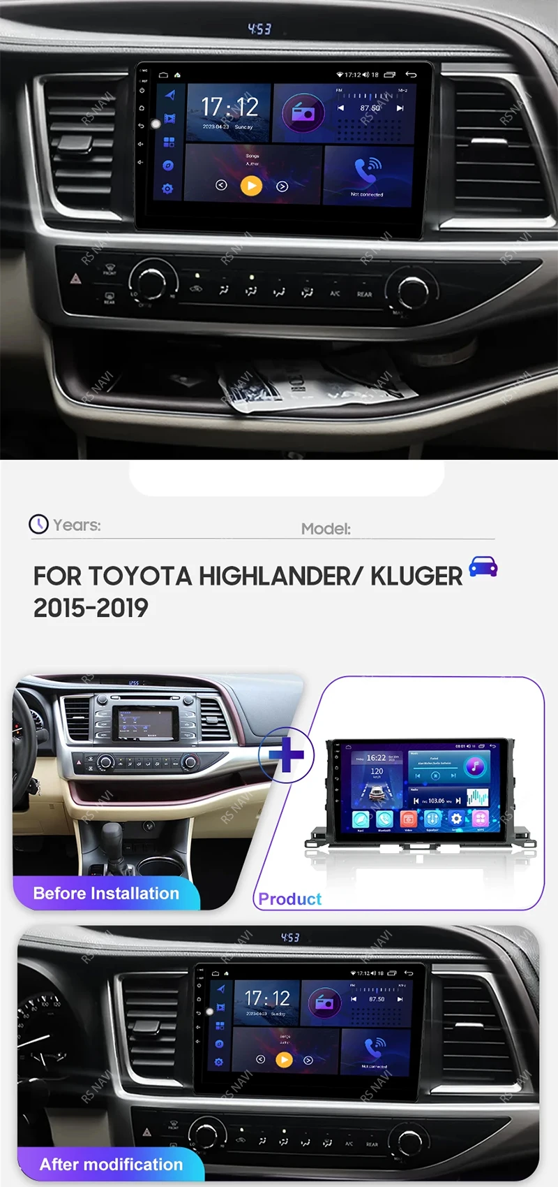 Autoradio RSNAVI instalado en Toyota Highlander