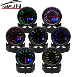 Tacómetro RPM de presión de aceite y temperatura del agua para coche, 52mm, voltaje, relación aire-combustible, indicador de temperatura EXT para medidor de coche de 12V, retroiluminación de 7 colores