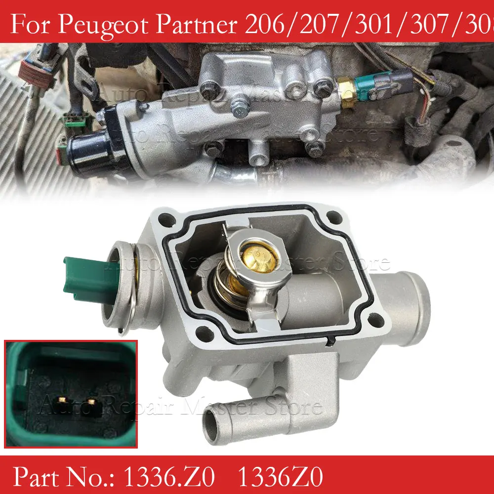 Termostato refrigerante 1336Z0 con carcasa para Peugeot 206/207 y Citroën C3 - imagen 2