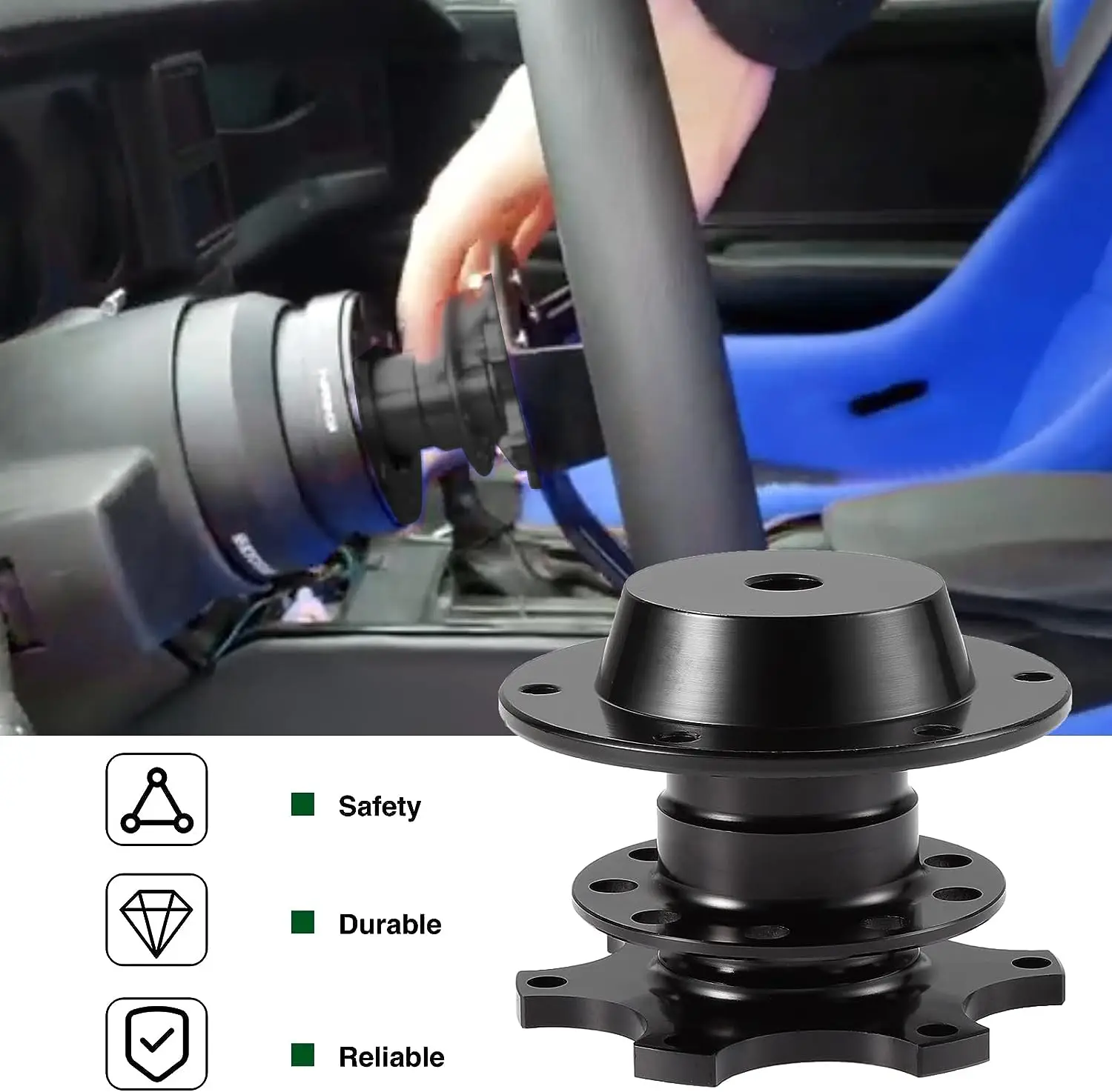 Kit cubo liberación rápida para volante carreras universal 6 orificios - imagen 3