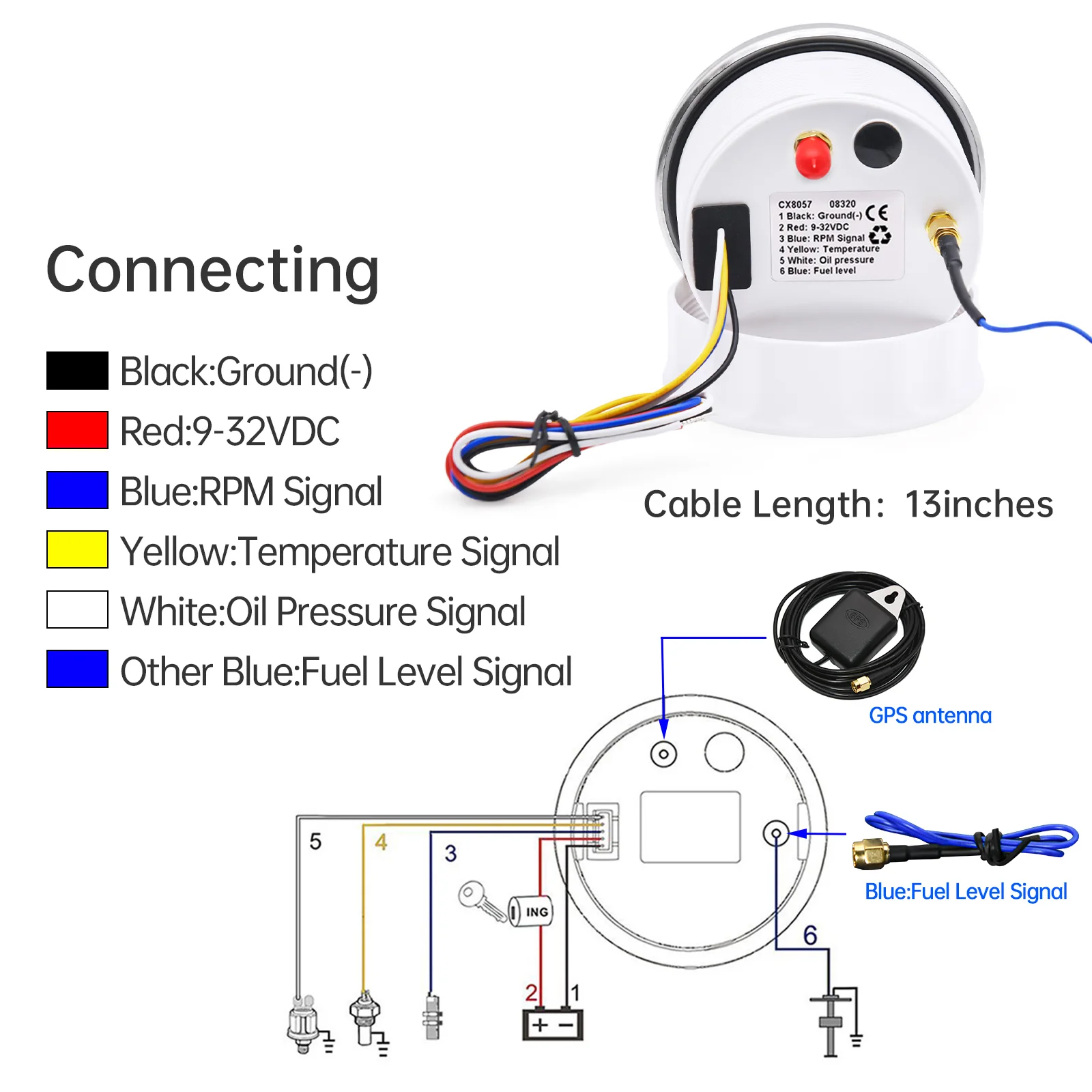 Velocímetro GPS 6 en 1 LCD – Medidor Combustible, Aceite y Temperatura - imagen 5