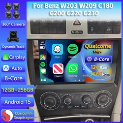 Autoradio Android 15" CarPlay GPS DSP para Mercedes W203 W209