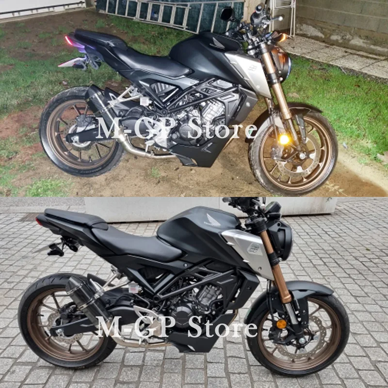 Silenciador de escape Fire Torch para Honda CBR125 y CB125R visto desde varios ángulos