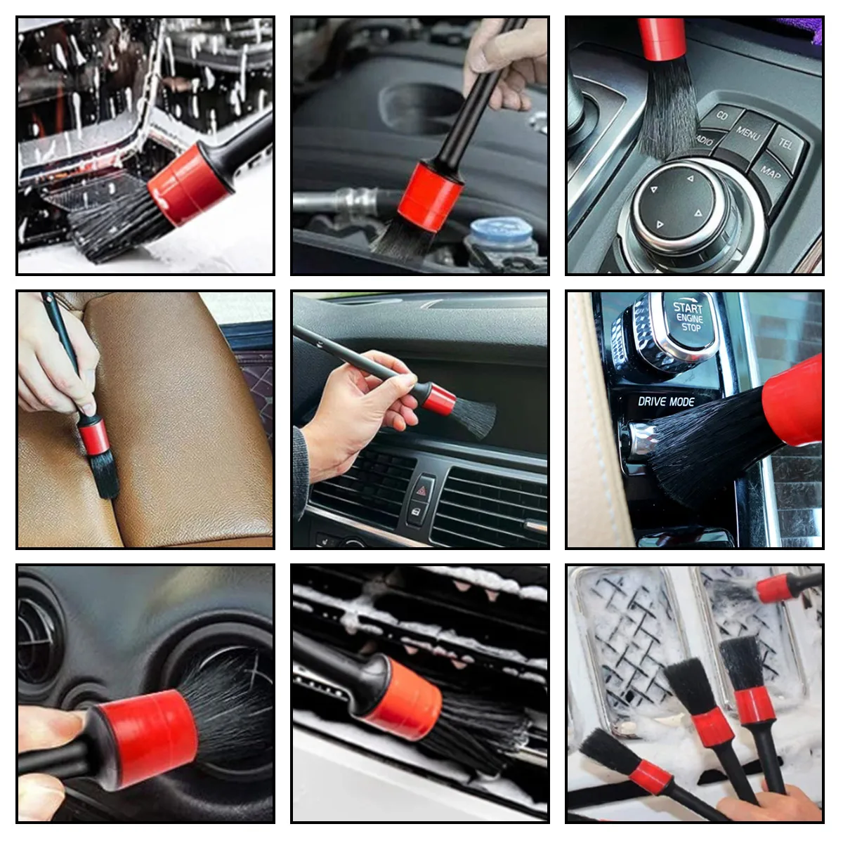 Kit de limpieza para coche con esponjas, toallas y cepillos - imagen 3