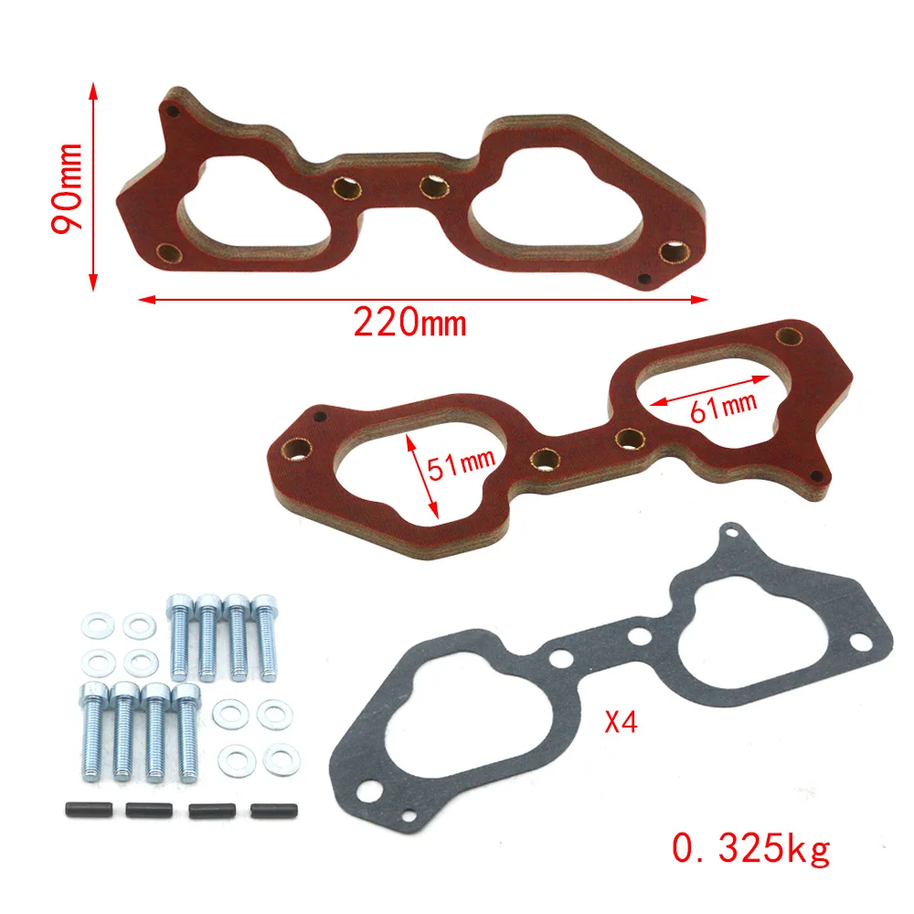Par de separadores fenólicos de 8 mm para colector de admisión Subaru