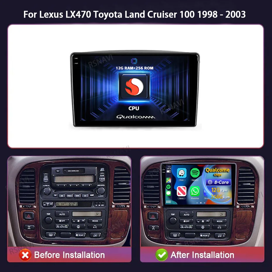 Radio 2Din Android 15 para Lexus LX470