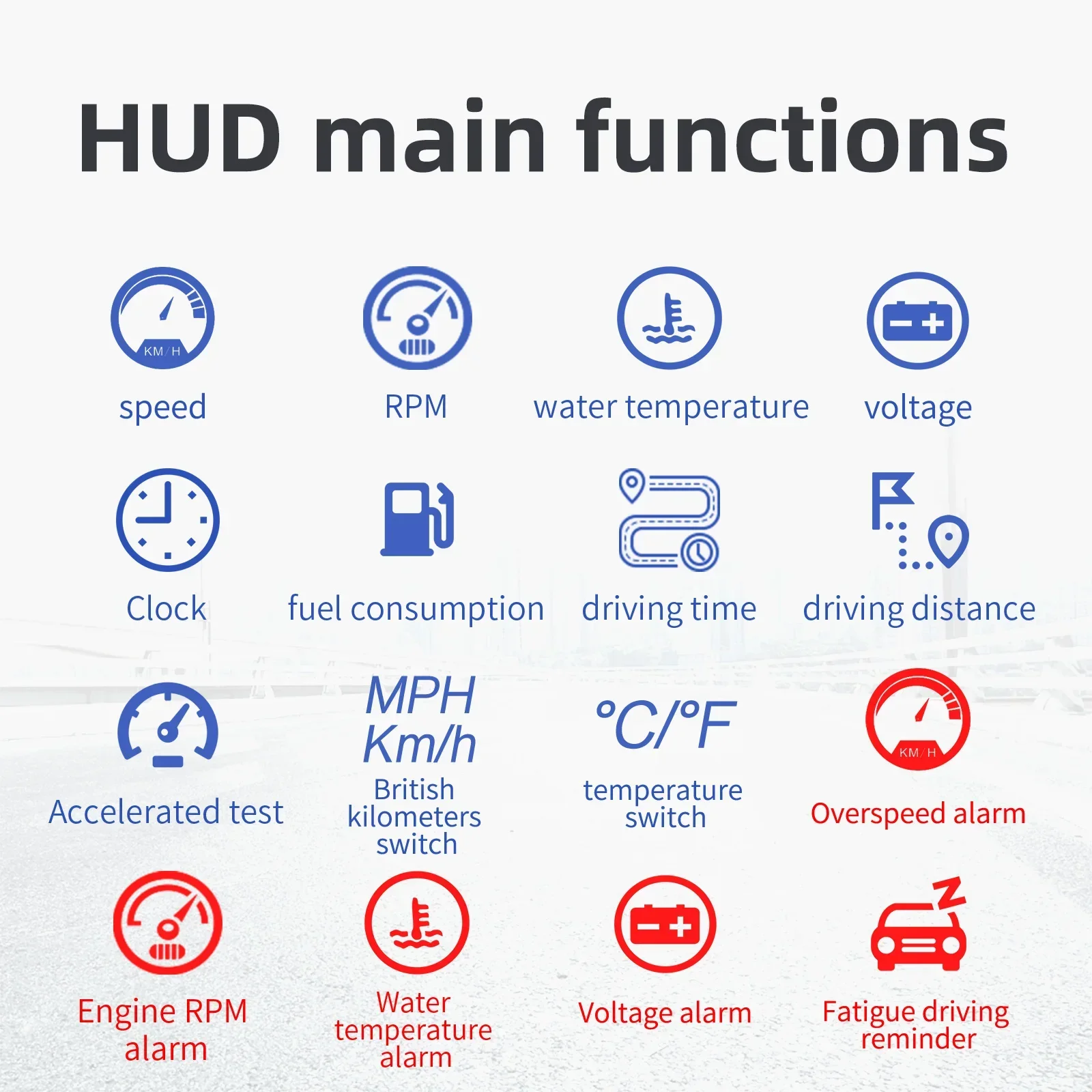 Pantalla HUD OBD para coche con velocímetro, voltaje y temperatura - imagen 3