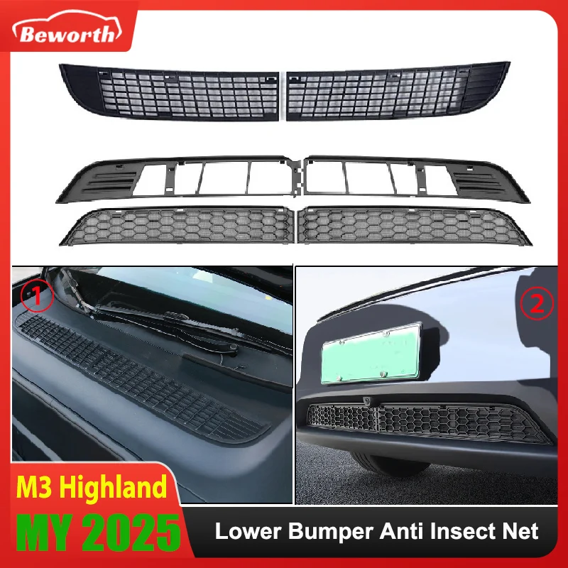 Malla antinsectos de rejilla para Tesla Model Y Juniper y Model 3 Highland