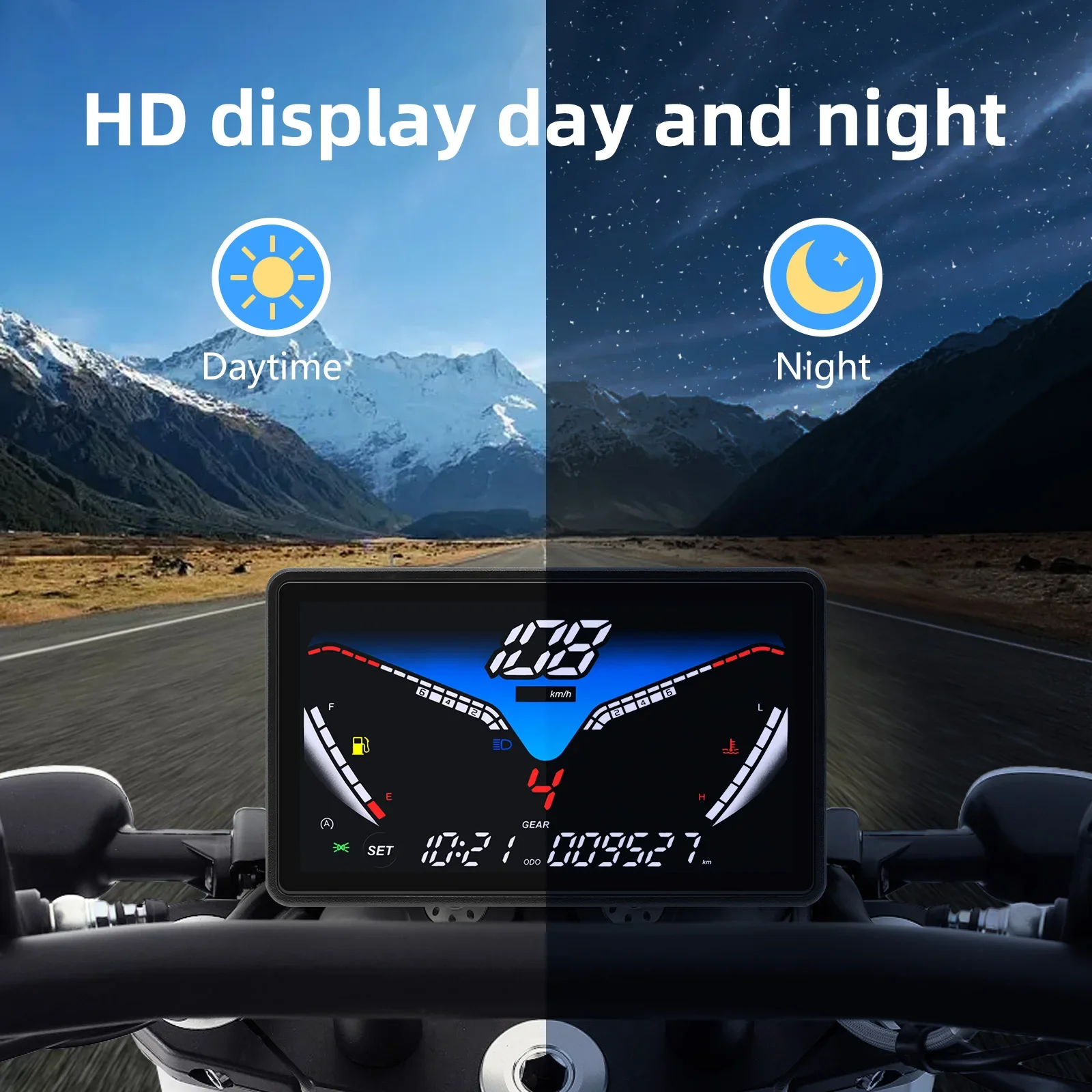 Velocímetro Digital LCD Universal Moto – Tacómetro RPM y Sensores Agua - imagen 3
