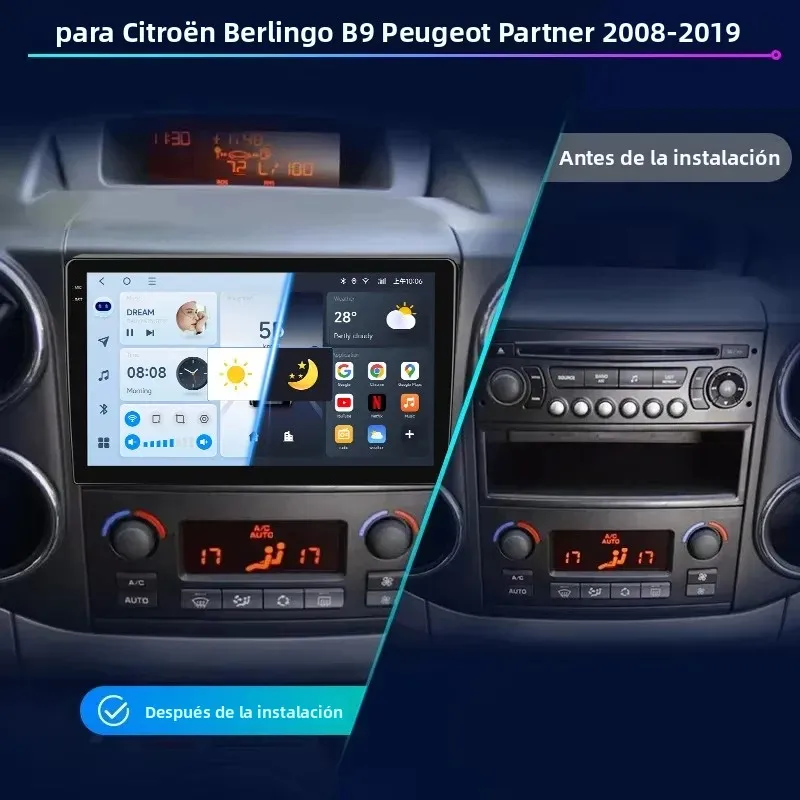 Radio 2 DIN Android Auto compatible Citroën Berlingo y Peugeot Partner
