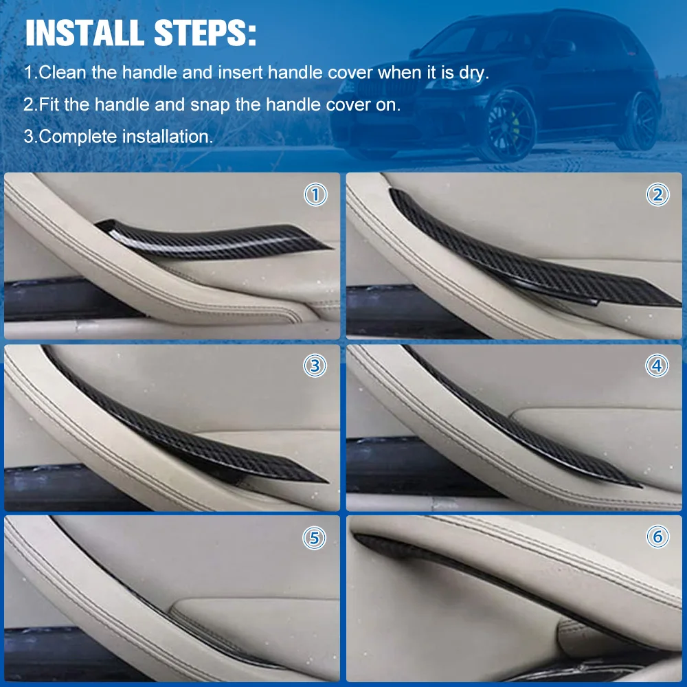 Fundas de maneta interior efecto carbono para BMW X5 X6 E70 E71 E72 - imagen 5
