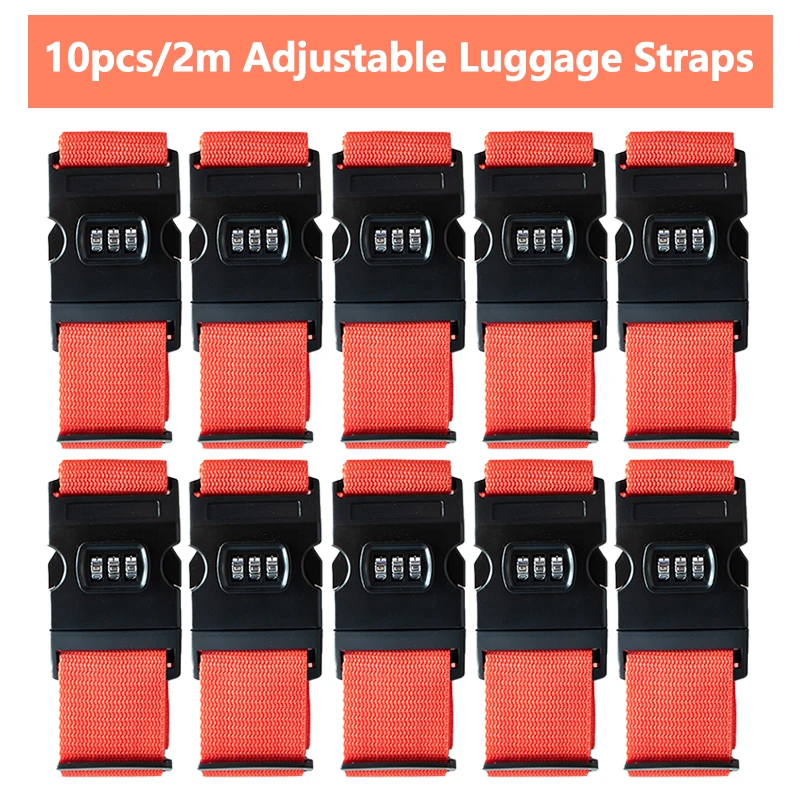 Correas equipaje antirrobo con hebilla contraseña para maletero –Pack 10 Uds