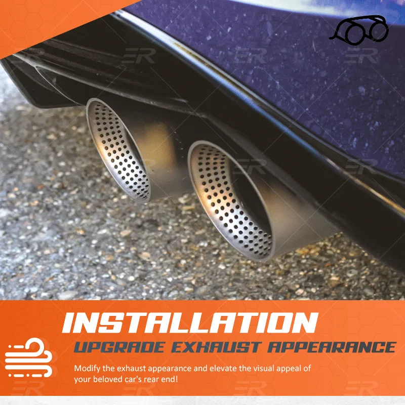 Punta de silenciador de coche de acero inoxidable doble mate, sistema de punta de escape, punta de escape Universal, 60MM, 63mm, boquilla GTI MK7 Golf7, 1 Uds. - imagen 5