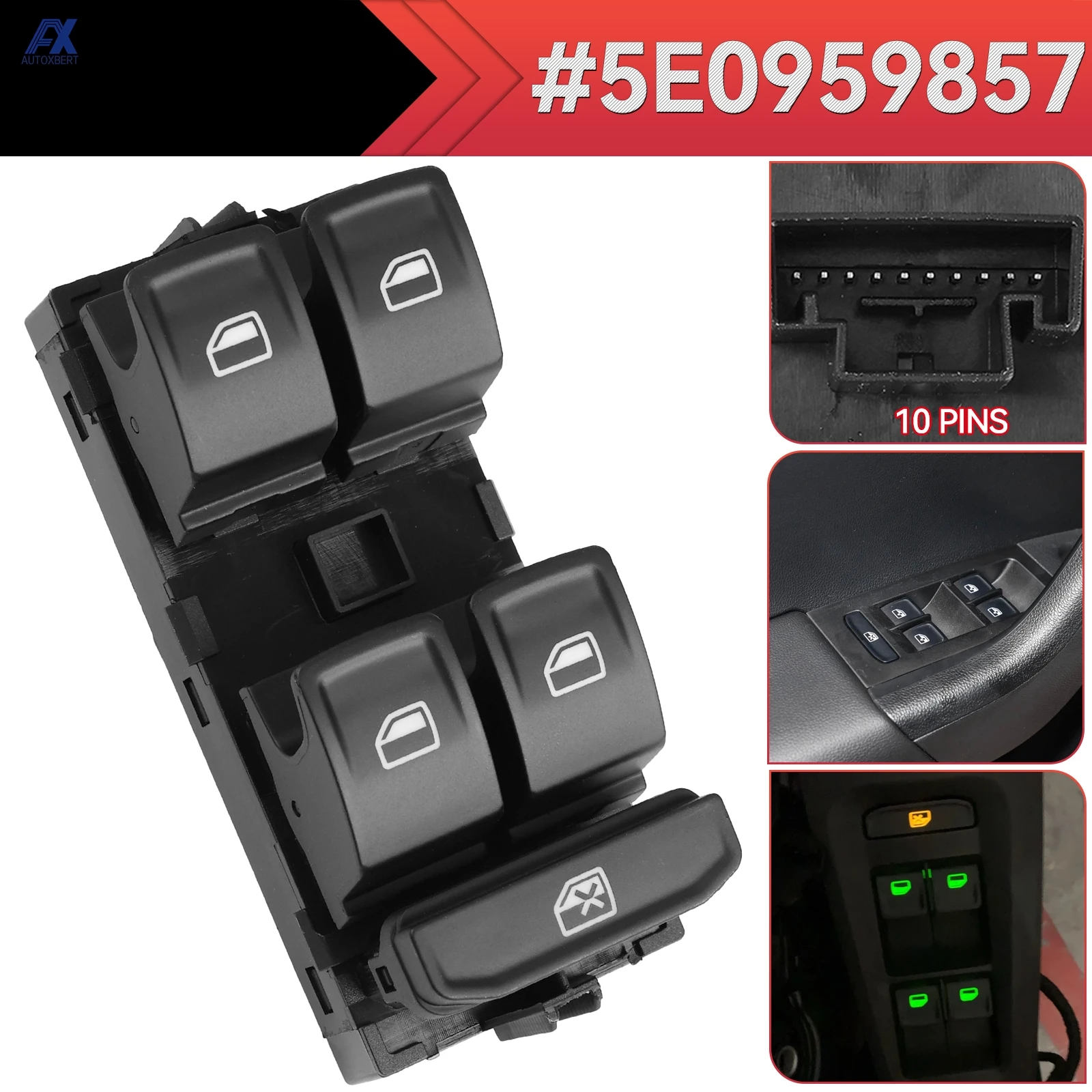 Interruptor elevalunas 5E0959857 conductor – Skoda Octavia 2012-2020