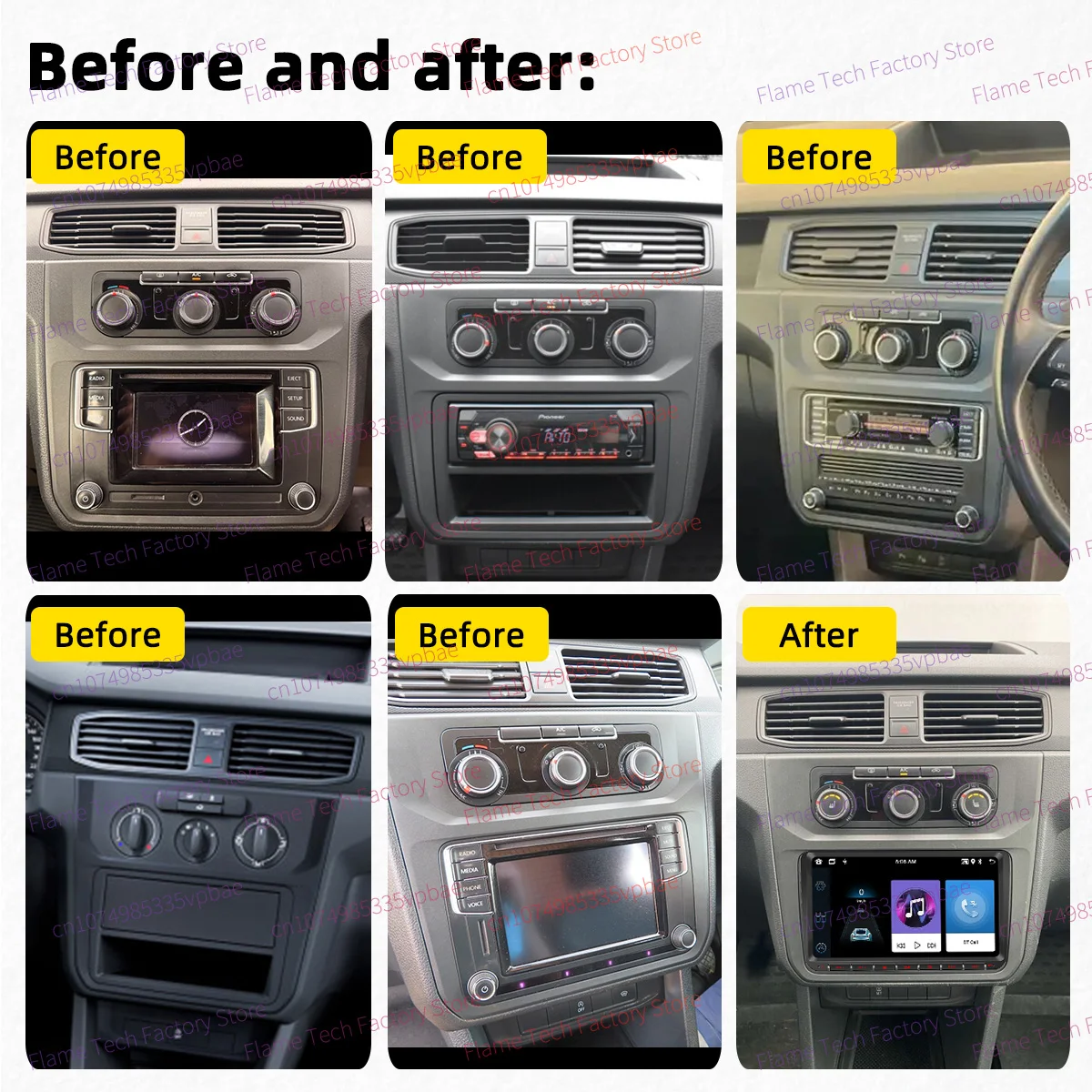 Carplay Android Auto Android Car Multimedia 2 + 64G 2 Din Radio para VW Volkswagen Caddy 2016-2020 9 "pantalla estéreo unidad principal GPS - imagen 2