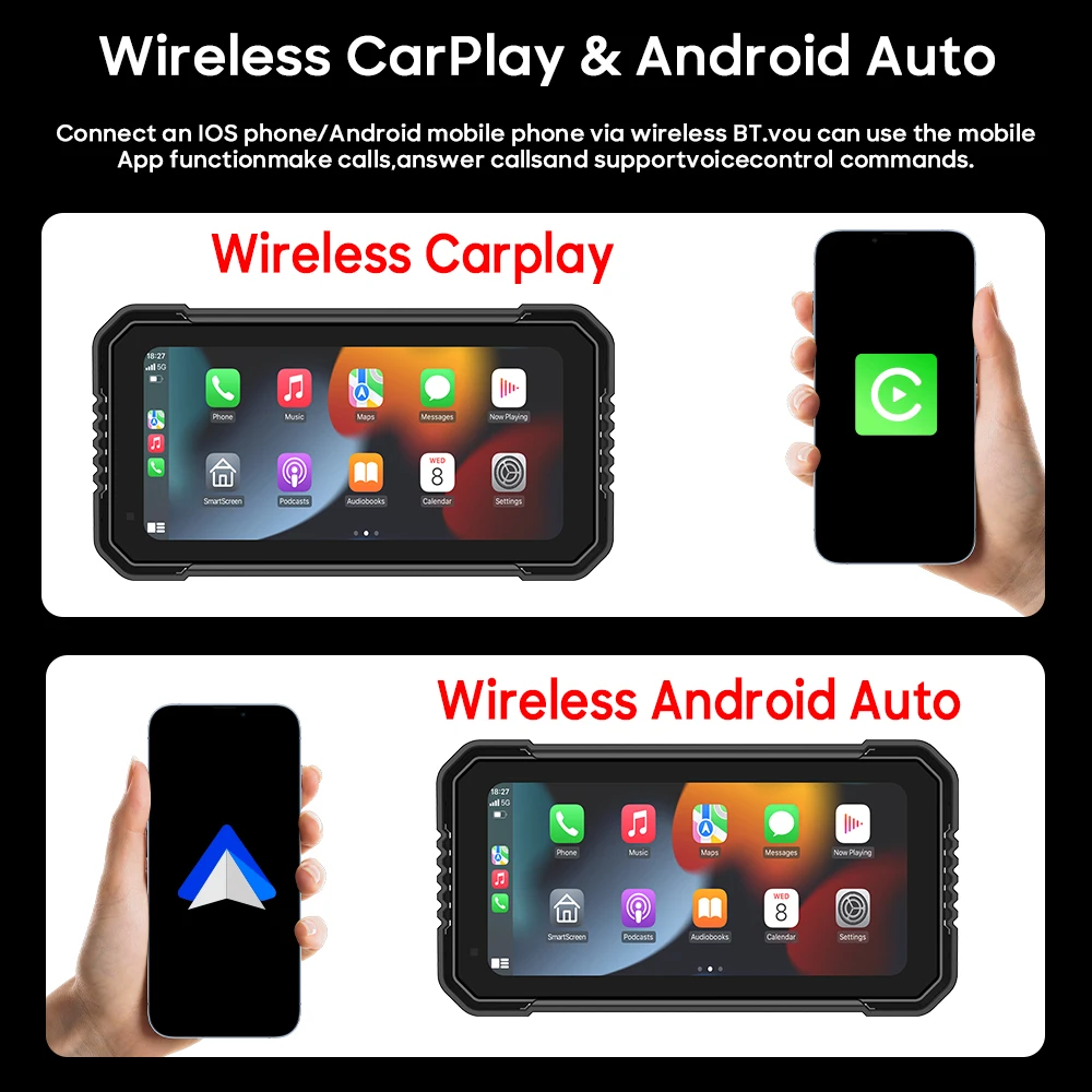 Pantalla CarPlay y Android Auto para moto con GPS IPX8 - imagen 3