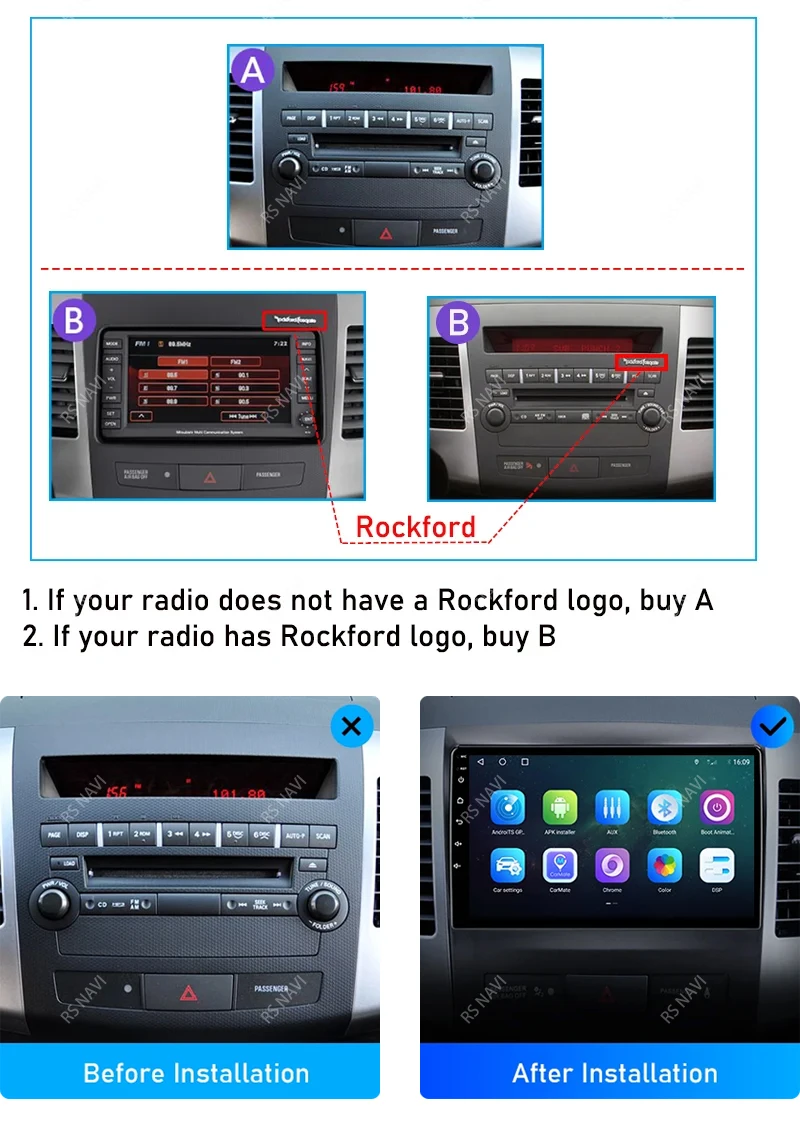 Radio multimedia RSNAVI para Mitsubishi Outlander