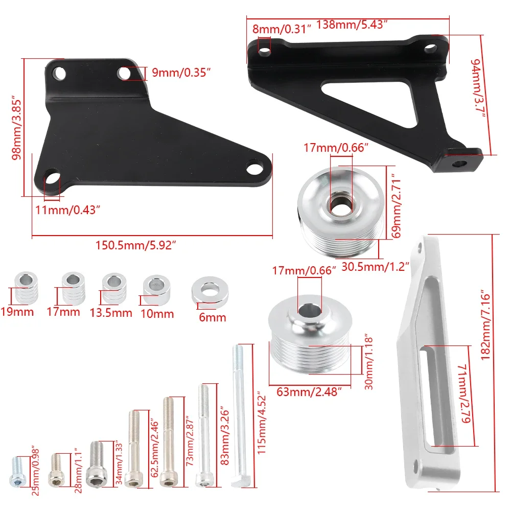 Kit eliminador de A/C y P/S para motor Honda K20 K24 – poleas directas - imagen 2