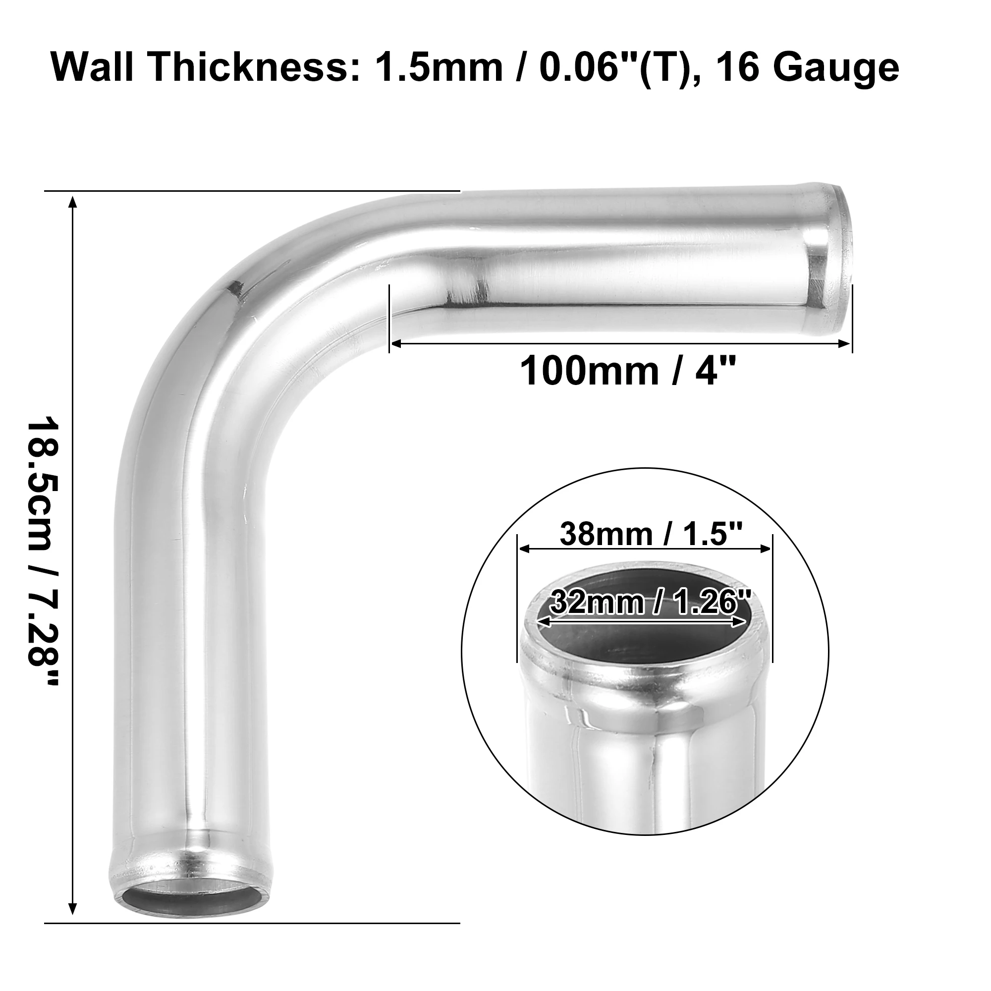 Autohaux Codo de aluminio para tubo de intercooler de 90°/180° - imagen 5