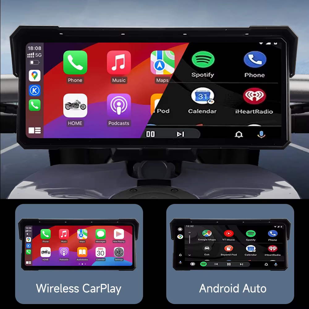 5/8,1 pulgadas Carplay motocicleta 2K HD DVR navegación GPS inalámbrico CarPlay Android Auto Airplay pantalla Moto Monitor - imagen 3
