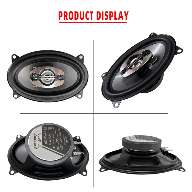 Altavoces coaxiales para coche 4x6 pulgadas, 4 vías y 450 W - imagen 2