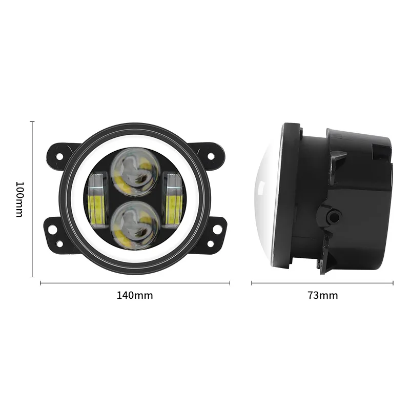 Faros antiniebla 4" 50W ojo de Ángel doble color blanco y ámbar - imagen 5